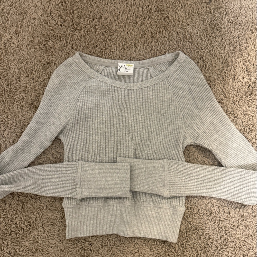 Gray Ribbed Crop Top